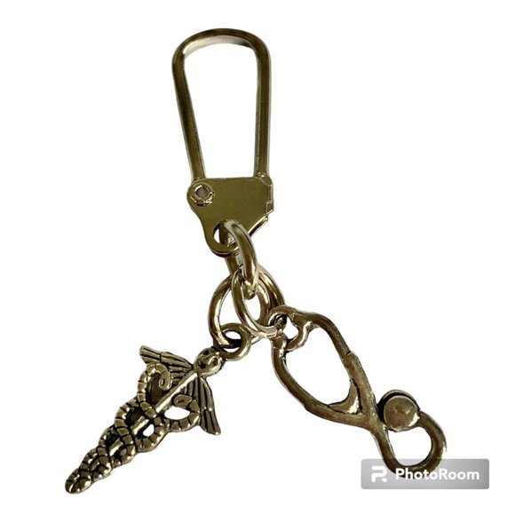 Medical Nursing Caduceus Stethoscope Zipper Pull Purse Charm Backpack MD RN RRT - Picture 1 of 9